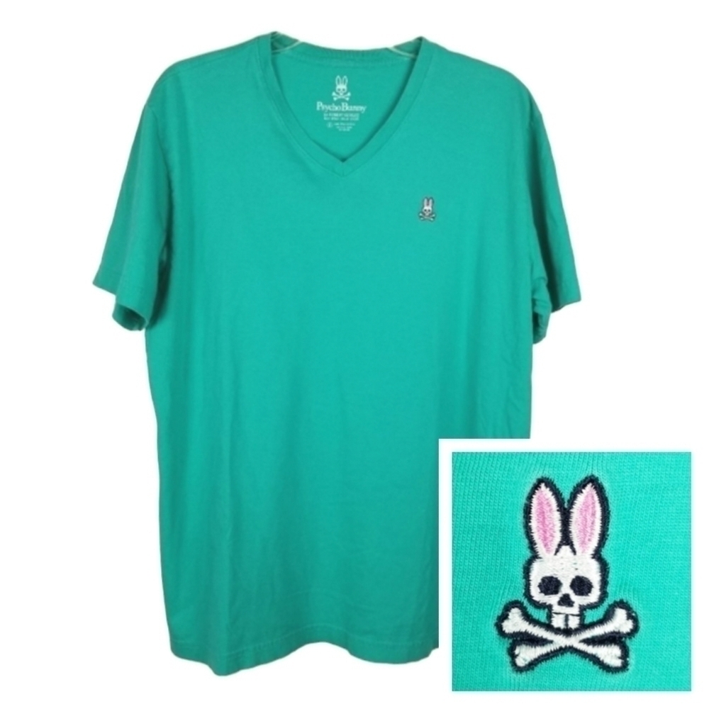 Psycho Bunny Men's Size 6 Pima Cotton V Neck T Shirt Tee Embroidered Logo